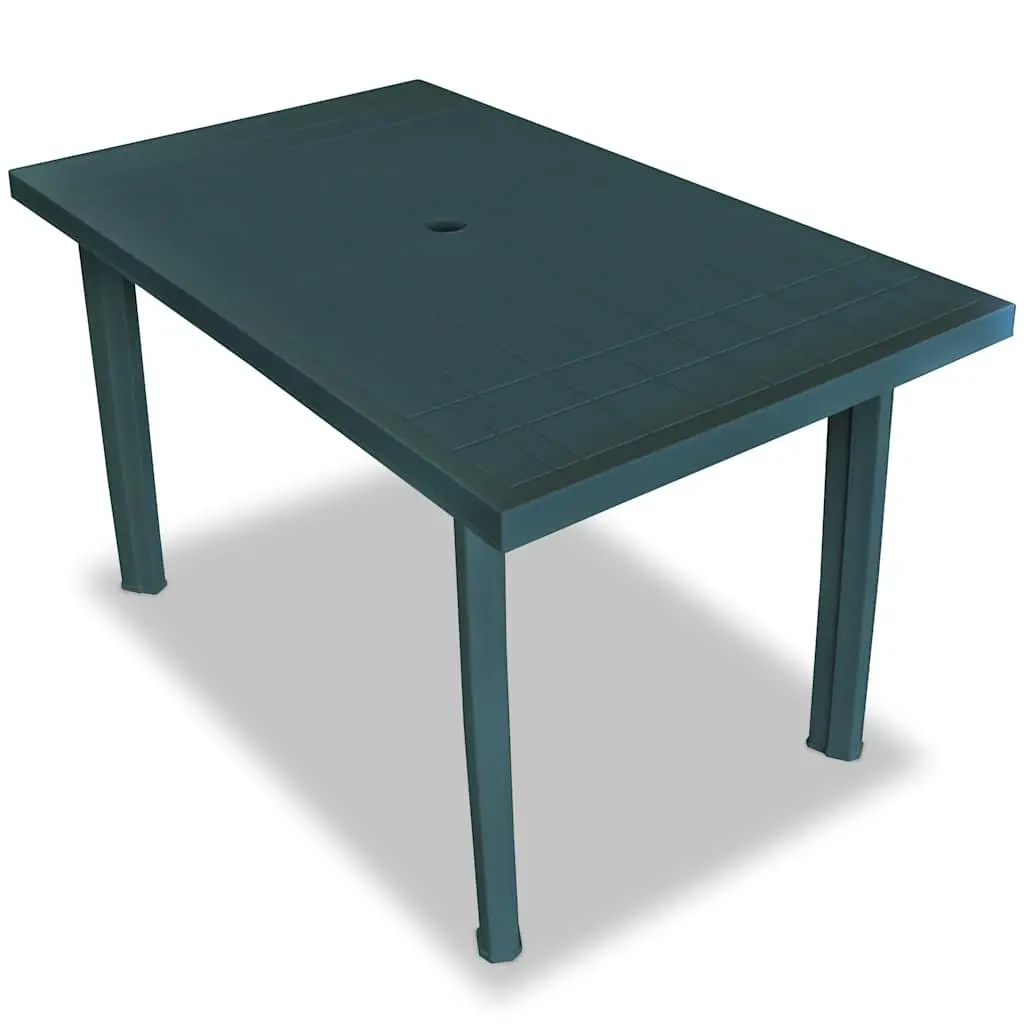 Outdoor Dining Set Plastic 7 Piece Green Folding Chairs Garden Table Umbrella Hole