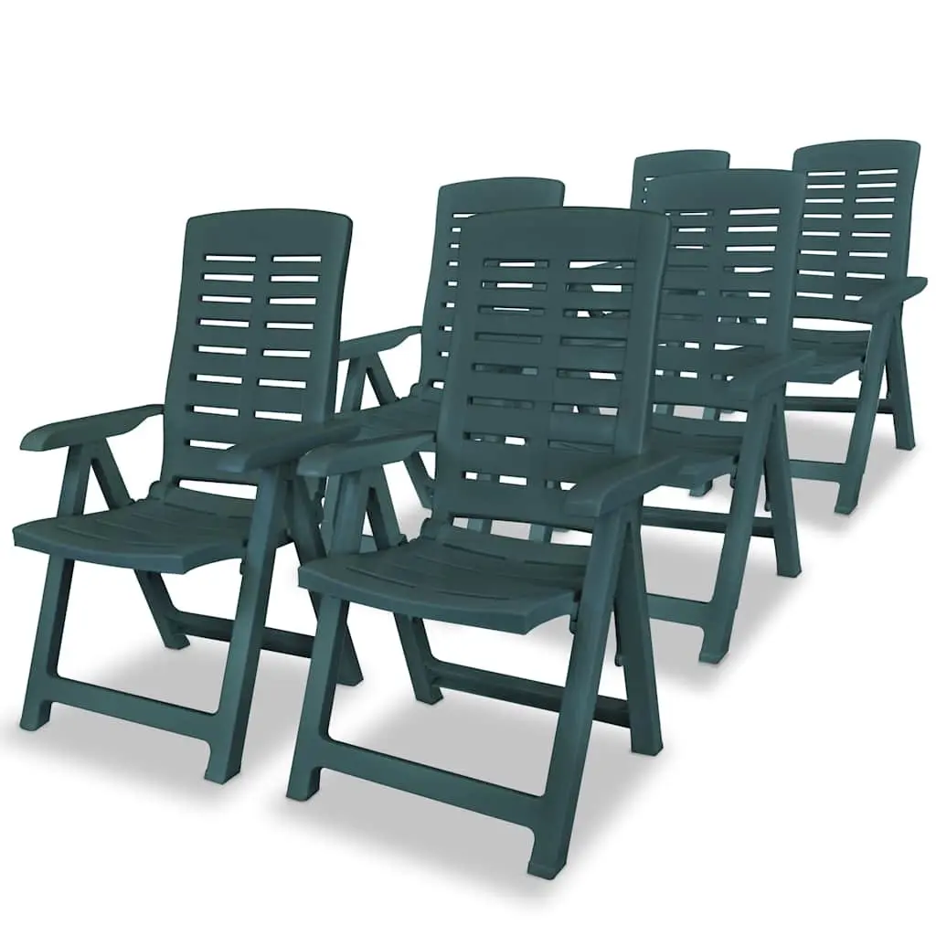 Outdoor Dining Set Plastic 7 Piece Green Folding Chairs Garden Table Umbrella Hole