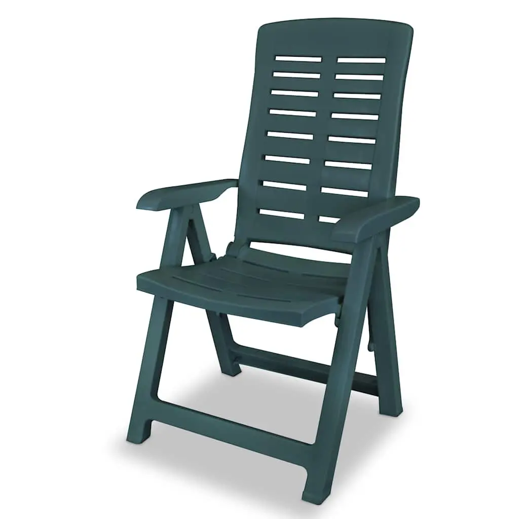 Outdoor Dining Set Plastic 7 Piece Green Folding Chairs Garden Table Umbrella Hole