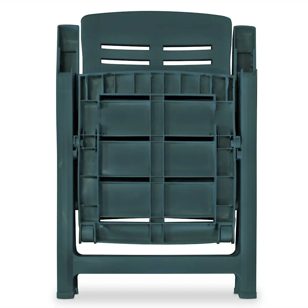 Outdoor Dining Set Plastic 7 Piece Green Folding Chairs Garden Table Umbrella Hole