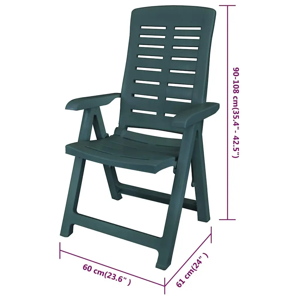 Outdoor Dining Set Plastic 7 Piece Green Folding Chairs Garden Table Umbrella Hole