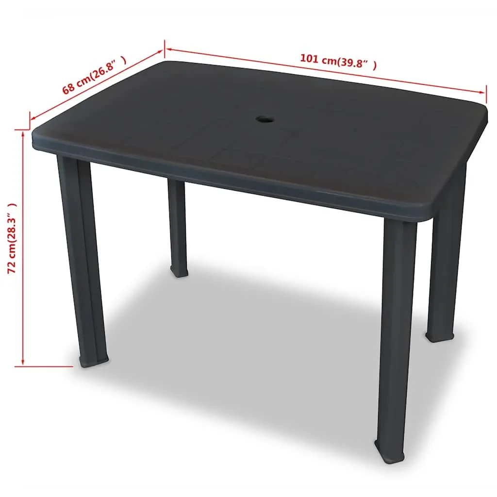 Outdoor Bistro Set Plastic 3 Piece Garden Patio Dining Table and Folding Chairs Anthracite