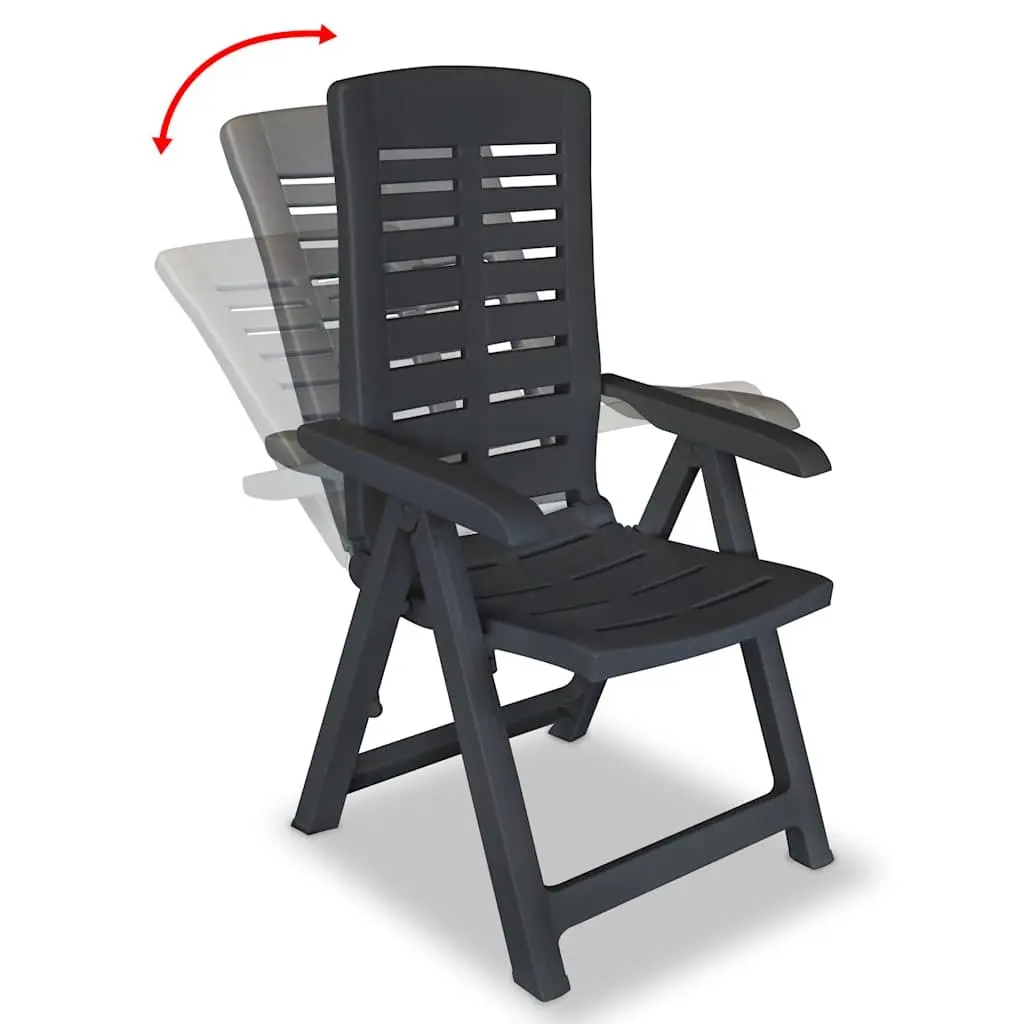 Outdoor Bistro Set Plastic 3 Piece Garden Patio Dining Table and Folding Chairs Anthracite