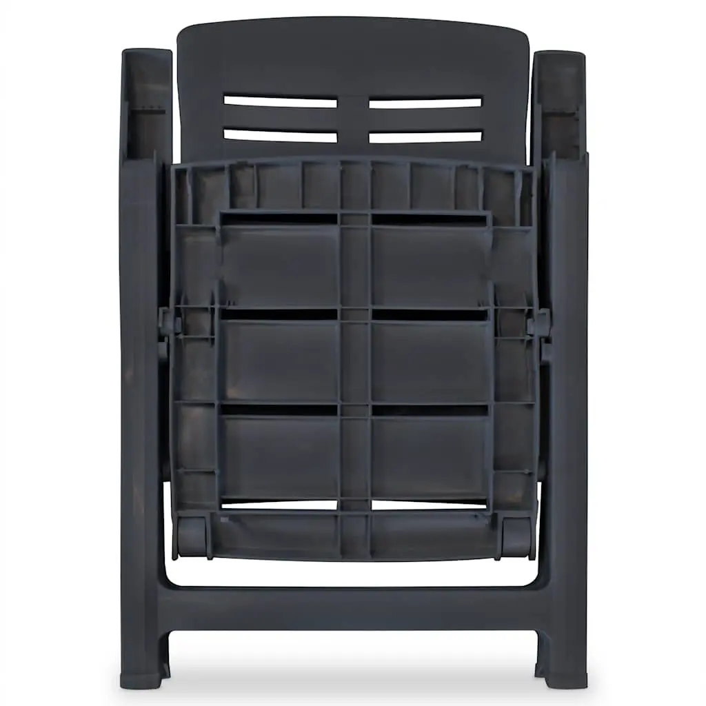 Outdoor Bistro Set Plastic 3 Piece Garden Patio Dining Table and Folding Chairs Anthracite