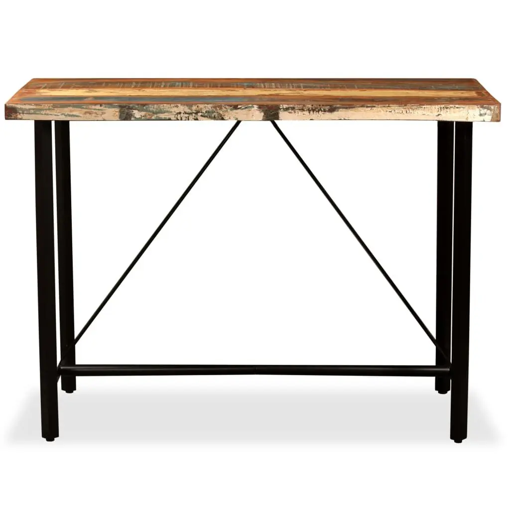 5 Piece Reclaimed Wood Bar Set Industrial Style Table and Stools Brown
