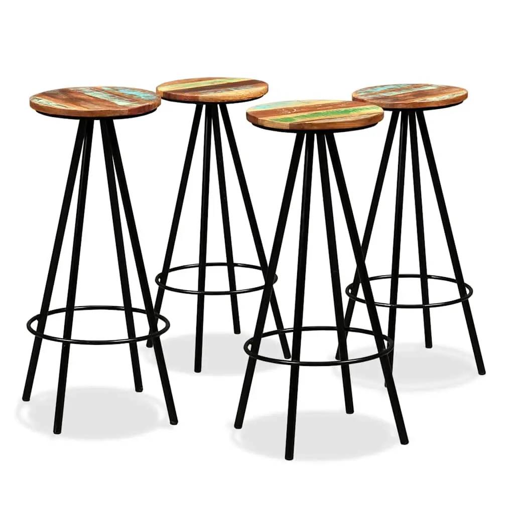 5 Piece Reclaimed Wood Bar Set Industrial Style Table and Stools Brown