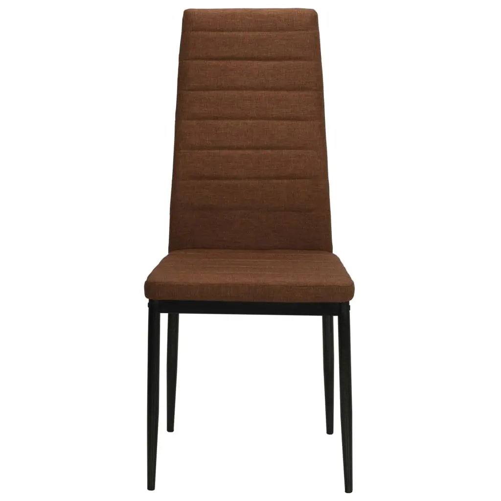 Dining Chairs Set 6 pcs Brown Fabric Kitchen Room Seats Padded Backrest