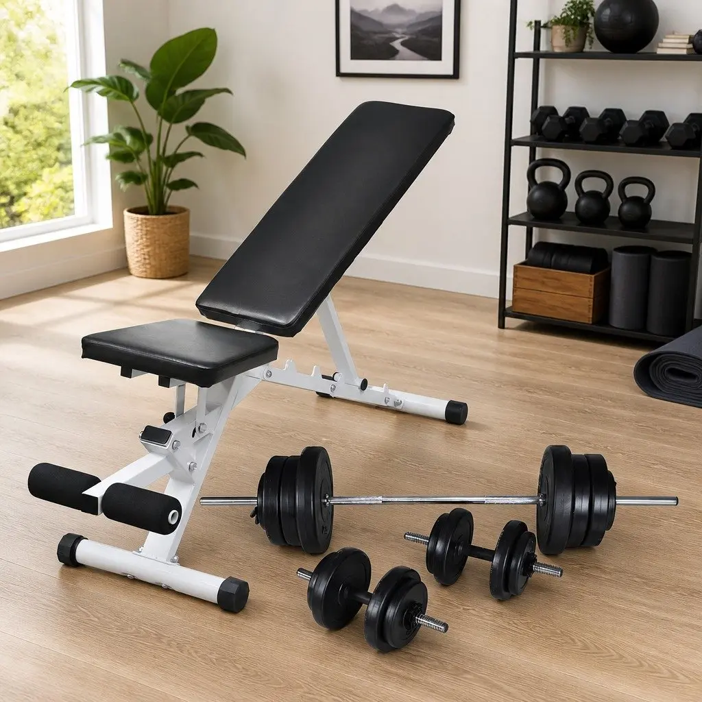 Workout Bench Adjustable Backrest Steel 60.5kg Black