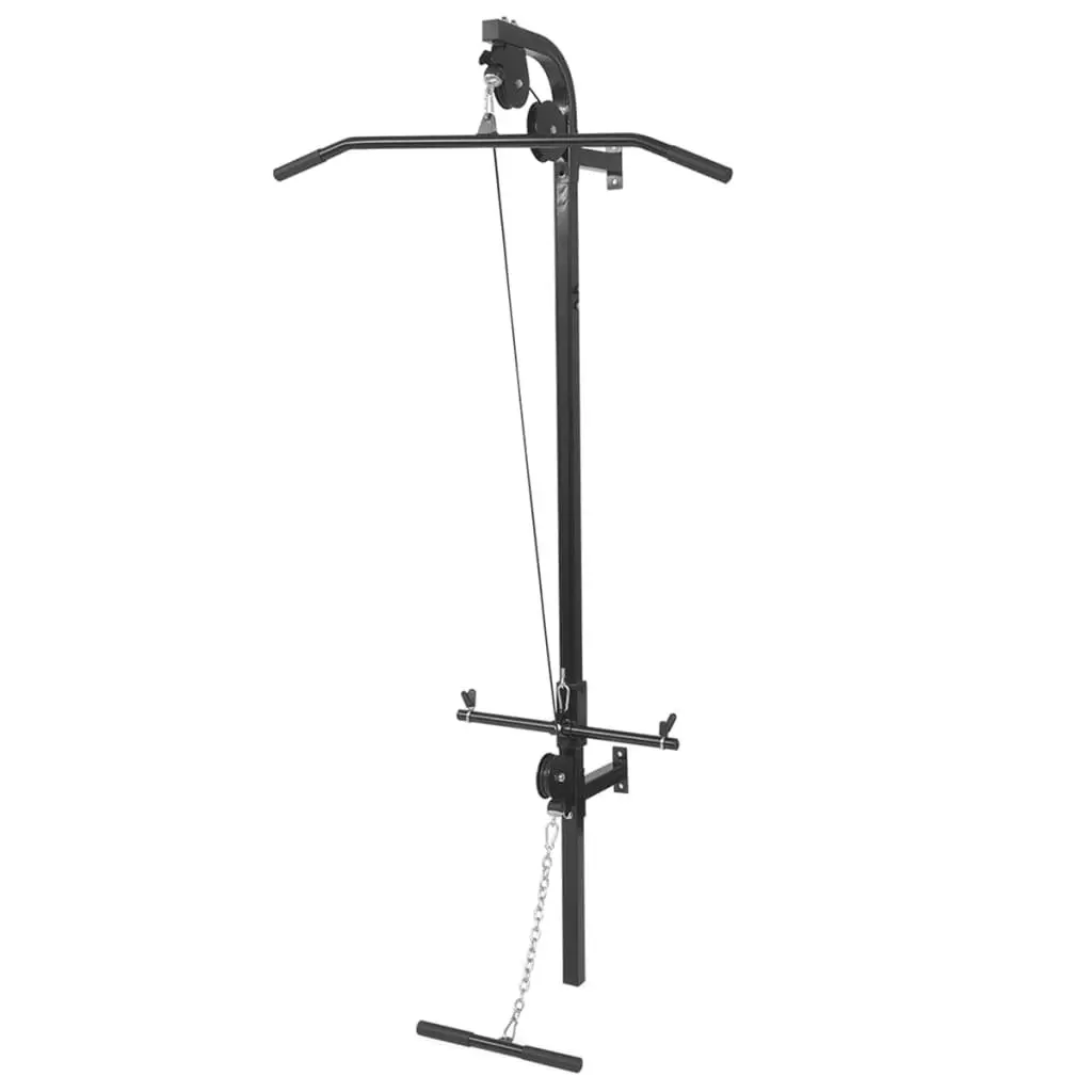 Wall-mounted Power Tower Steel Construction Black for Home Gym Strength Training