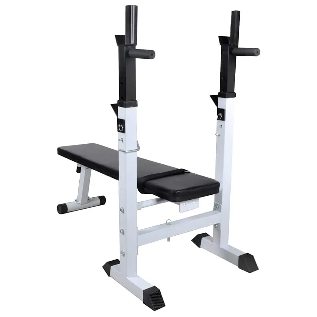 Adjustable Workout Bench Steel Frame Black with Barbell and Dumbbell Set for Home Gym