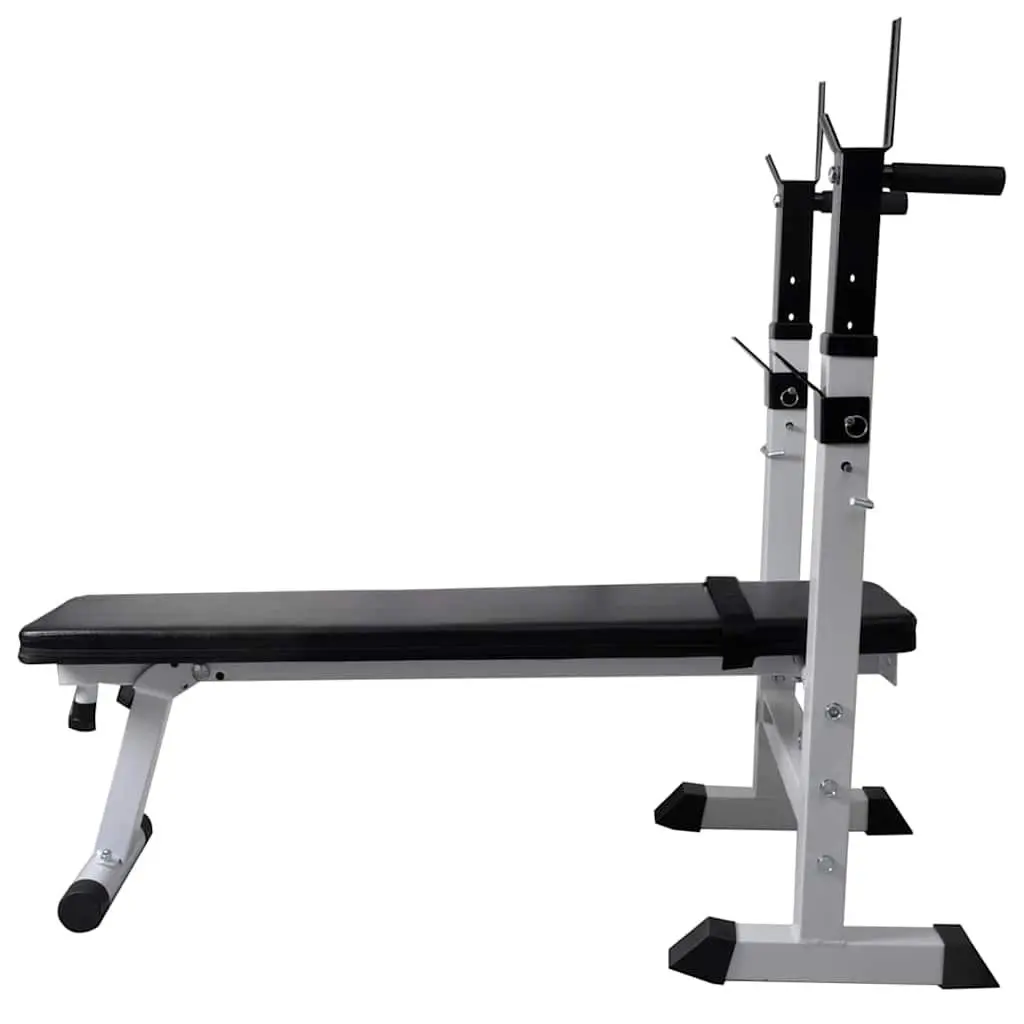 Adjustable Workout Bench Steel Frame Black with Barbell and Dumbbell Set for Home Gym