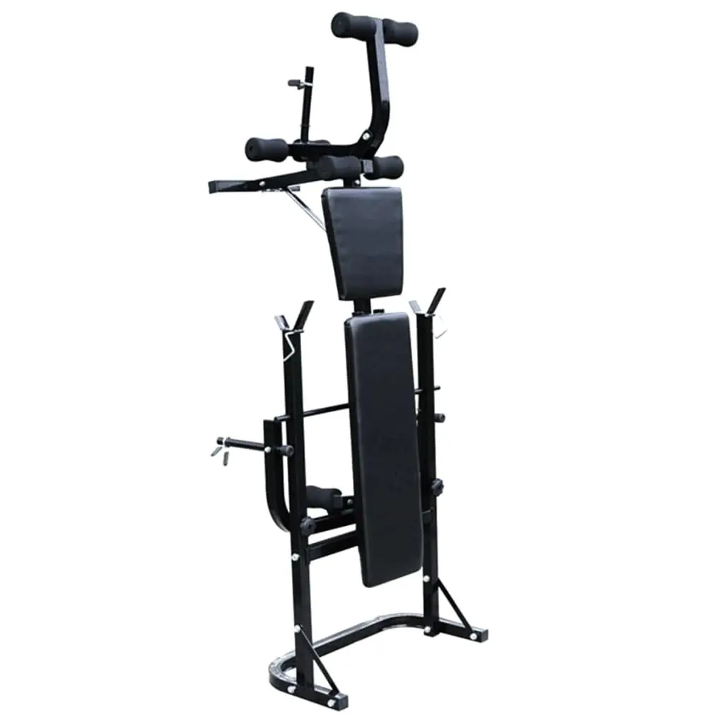 Weight Bench Folding Steel 30.5kg Black with Barbell Dumbbell Set for Home Gym Exercise Fitness