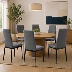 Comfortable Set of 6 Light Grey Dining Chairs for Any Room