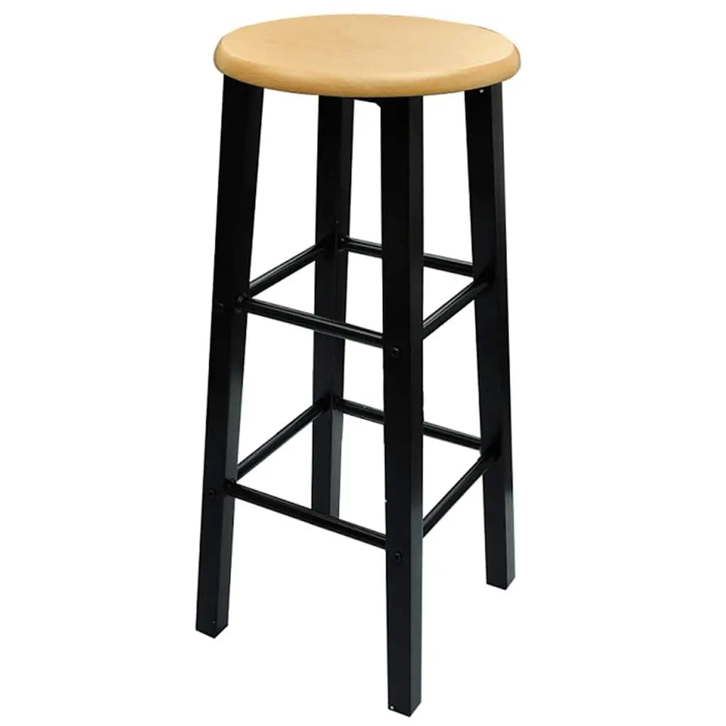 Bar Table and Stool Set Wood Steel 3 Pieces Brown