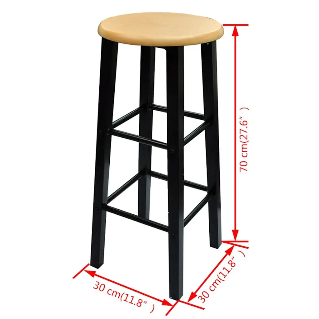 Bar Table and Stool Set Wood Steel 3 Pieces Brown