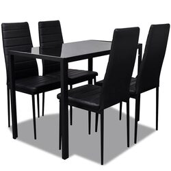 5-Piece Black Dining Set for Everyday Use