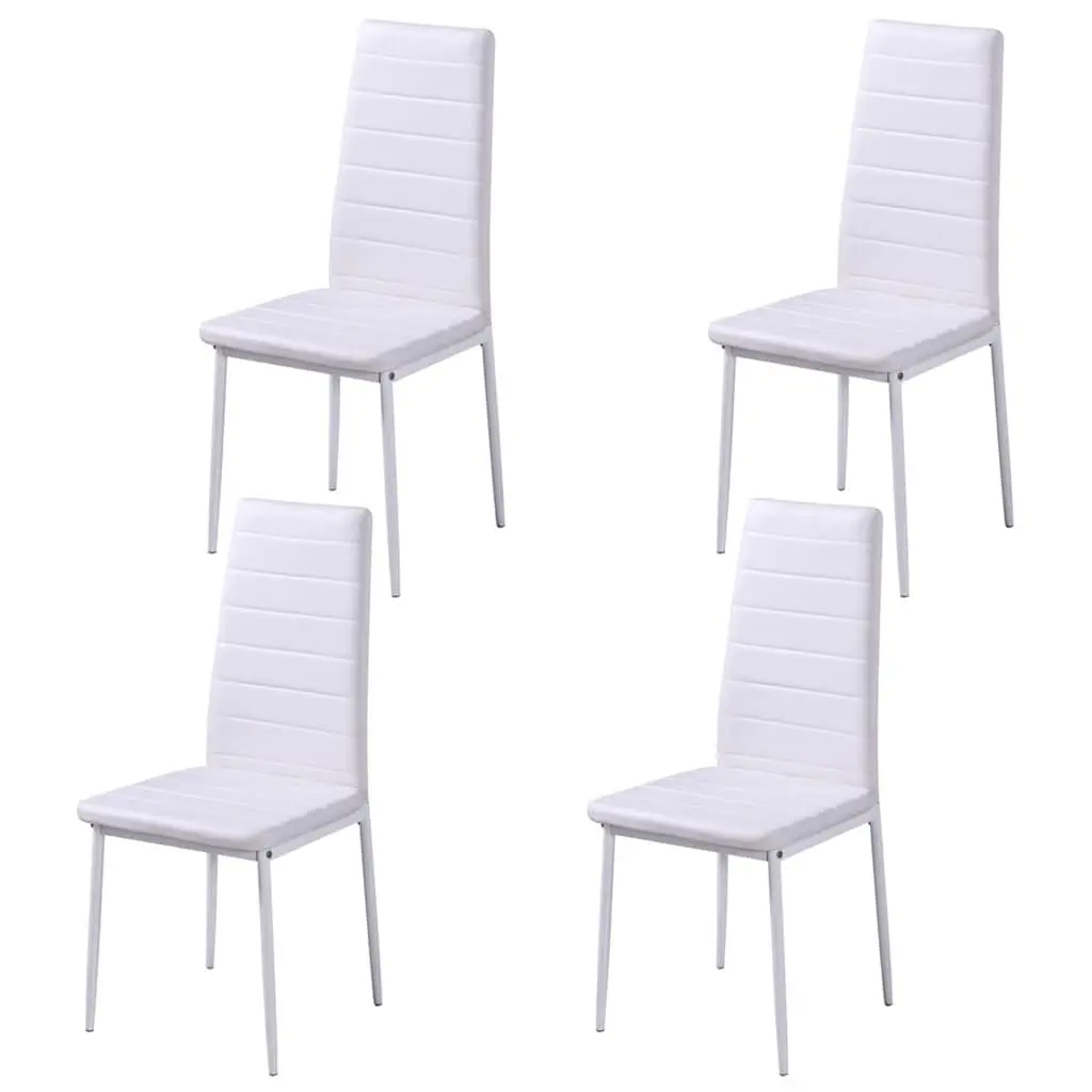 Dining Set Artificial Leather 5 Pieces Kitchen Table Chairs Black White Modern