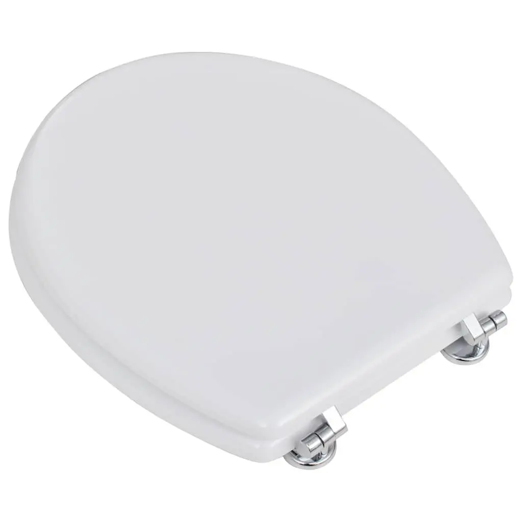 Toilet Seats MDF 2 pcs White Universal Bathroom Fixture with Adjustable Hinges