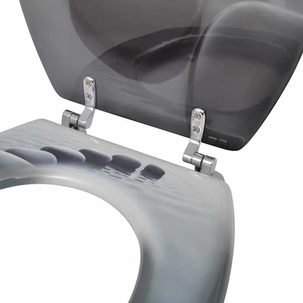 Toilet Seats Grey MDF Adjustable Hinges 2 Pack Bathroom Fixture