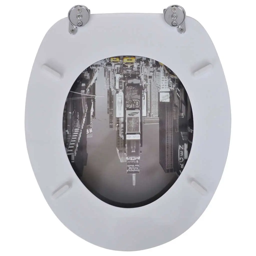 Toilet Seat with Lid MDF Multicolour Bathroom Fixture 2 Pack Adjustable Hinges