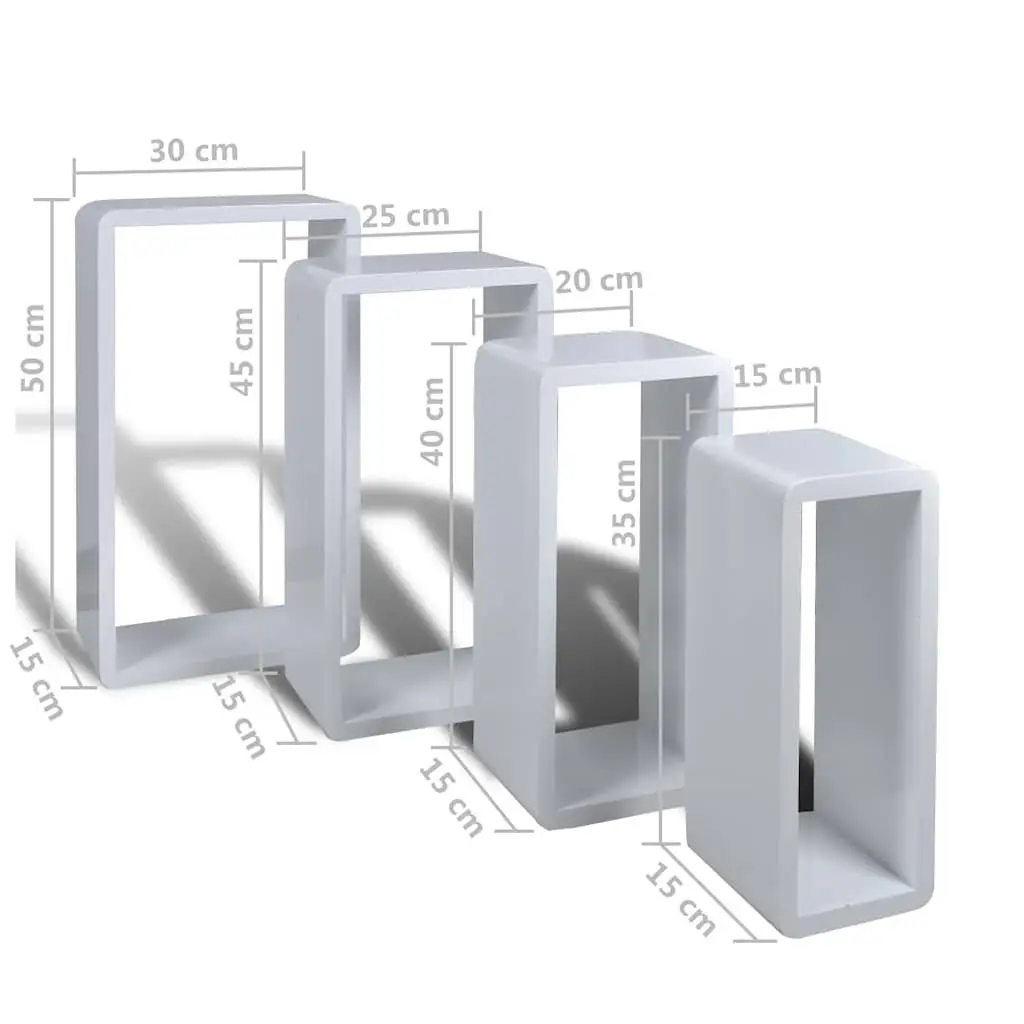 Wall Cube Shelves Set MDF 8 Piece White Storage Display Floating Shelving Home Decor