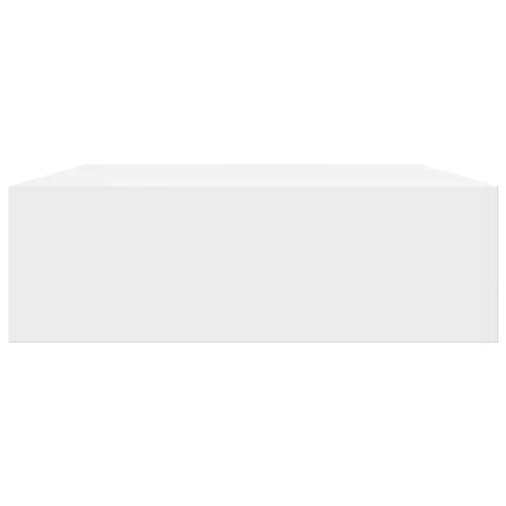 Floating Wall Shelves MDF 48cm White Set of 2 with Drawer Storage