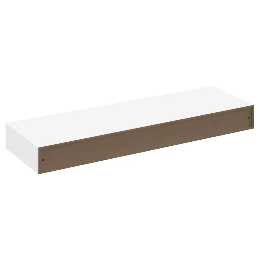 Floating Wall Shelves MDF White 80cm with Drawer 2 Pieces for Display and Storage