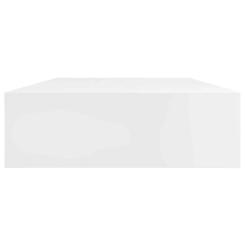 Floating Wall Shelves MDF White 80cm with Drawer 2 Pieces for Display and Storage