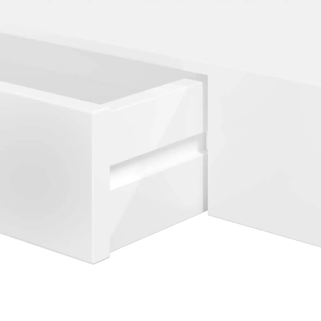 Floating Wall Shelves MDF White 80cm with Drawer 2 Pieces for Display and Storage