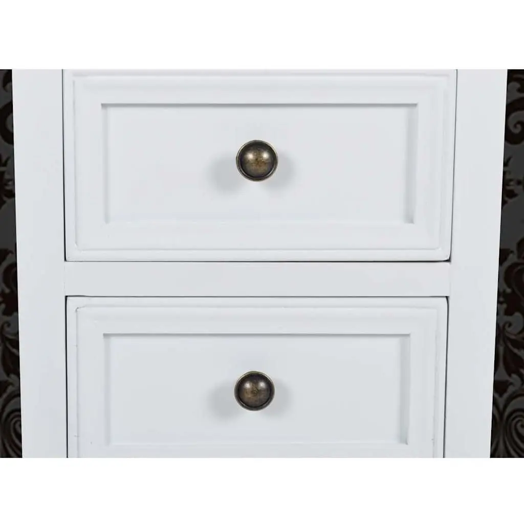 Bedside Tables MDF Vintage Style Set of 4 White Nightstands with Drawers