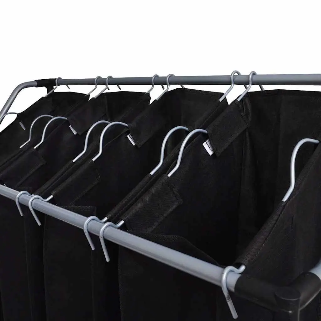 Laundry Sorters Steel Frame 2 pcs Black with 4 Removable Sorting Bags