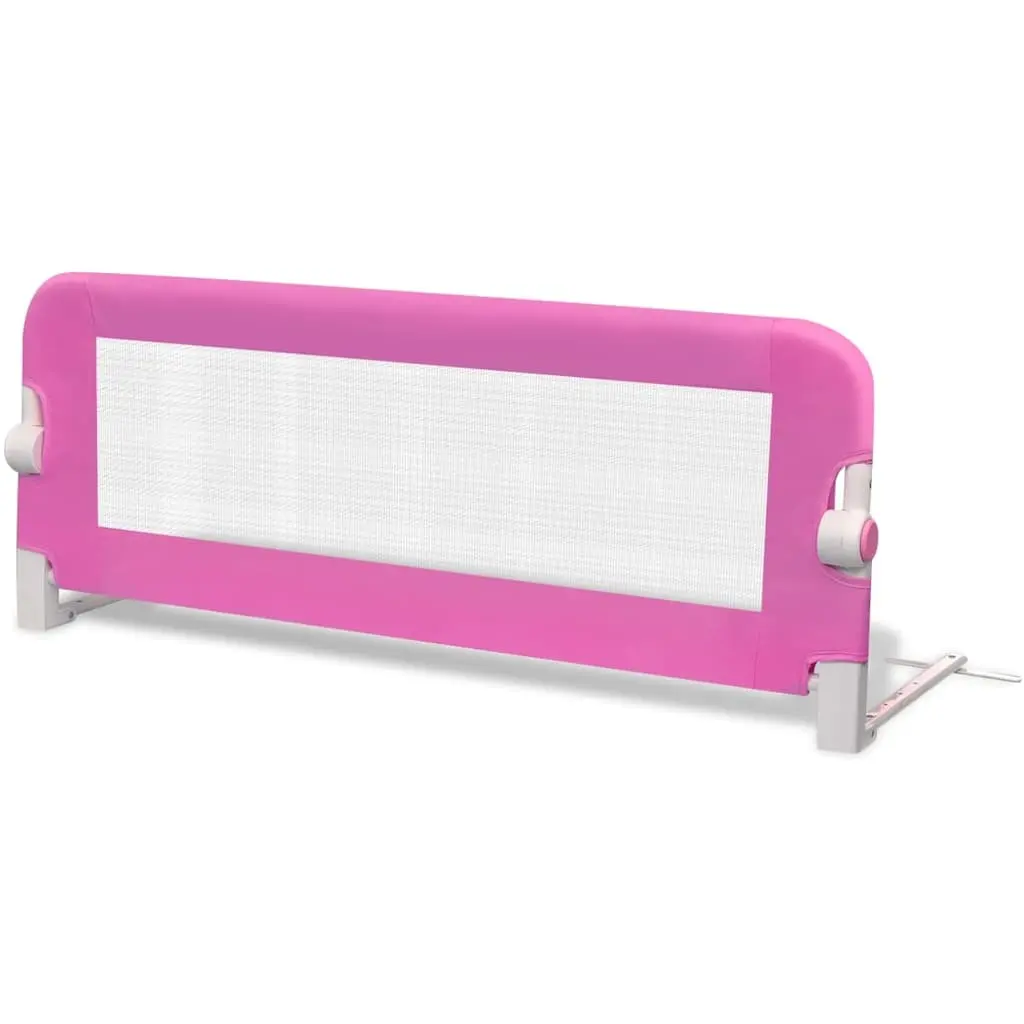 Toddler Bed Rail Folding Guard Protective Gate Polyester Fabric Pink 102x42 cm 2 pcs