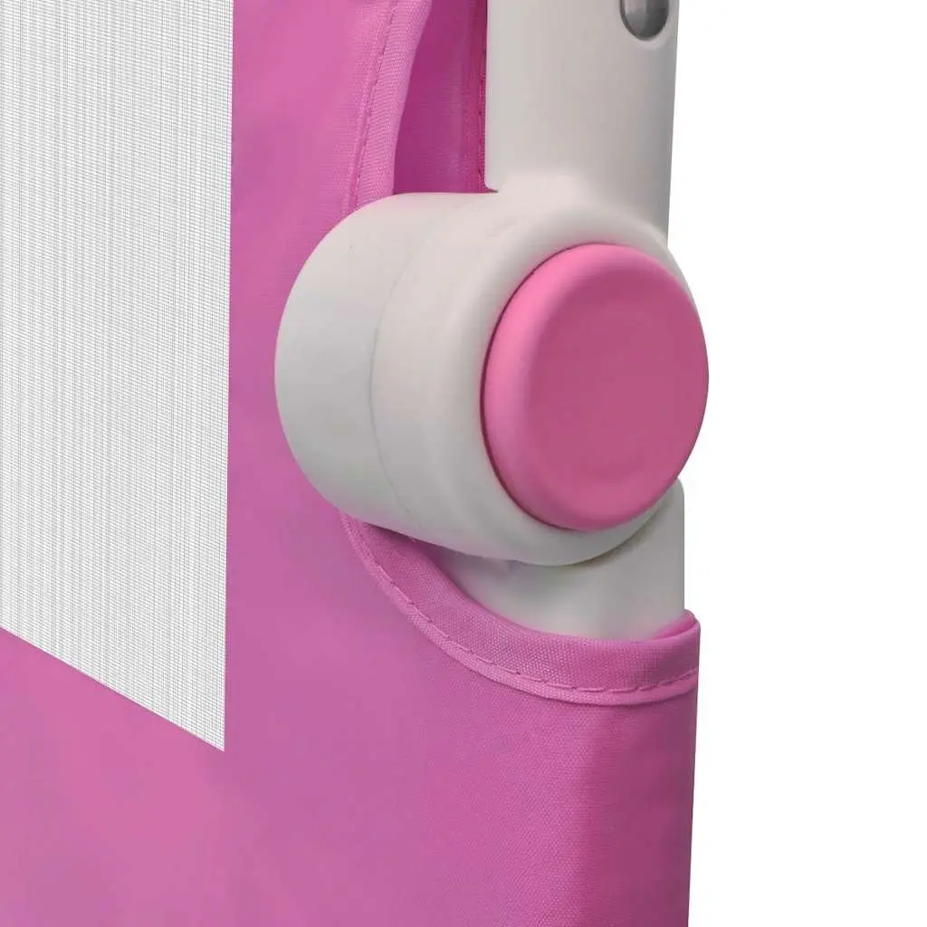 Toddler Bed Rail Folding Guard Protective Gate Polyester Fabric Pink 102x42 cm 2 pcs