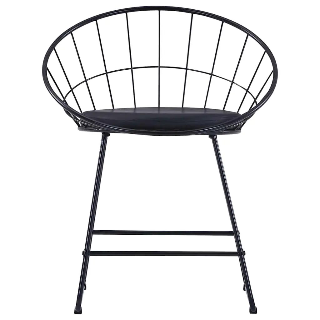 4 Piece Dining Chair Set Black Faux Leather Cushions Powder Coated Steel Frame