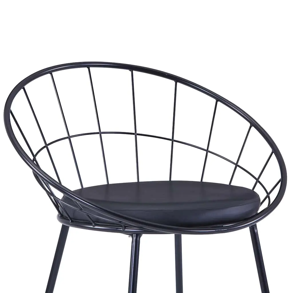 4 Piece Dining Chair Set Black Faux Leather Cushions Powder Coated Steel Frame