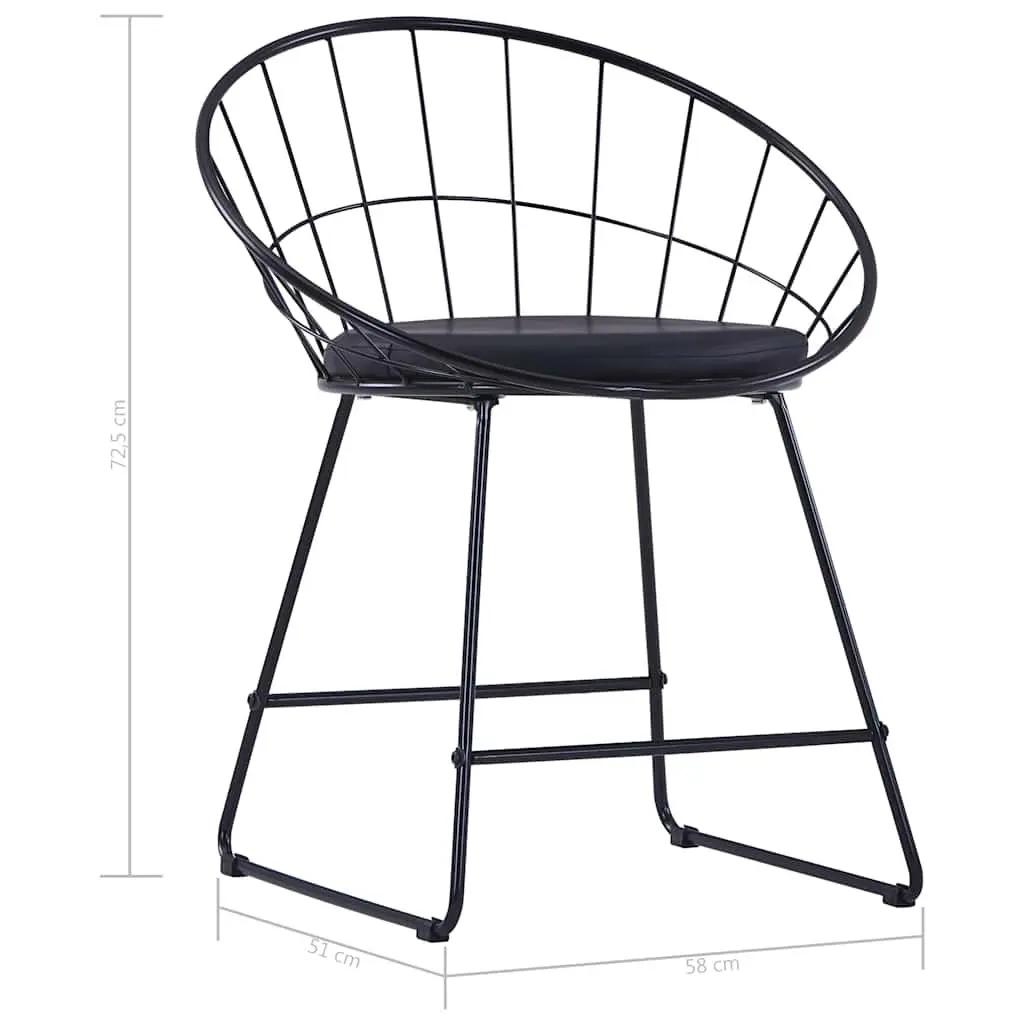 4 Piece Dining Chair Set Black Faux Leather Cushions Powder Coated Steel Frame