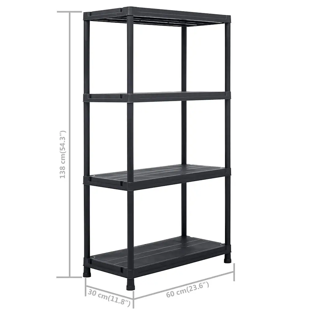 Storage Shelf Rack 60x30x138cm Black Plastic Industrial Shelving Unit Display