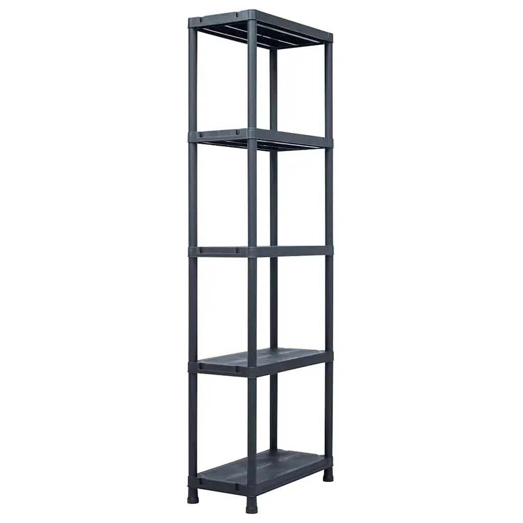 Storage Shelf Racks Black Plastic 60x30x180cm 5 Pieces Moisture Resistant Industrial