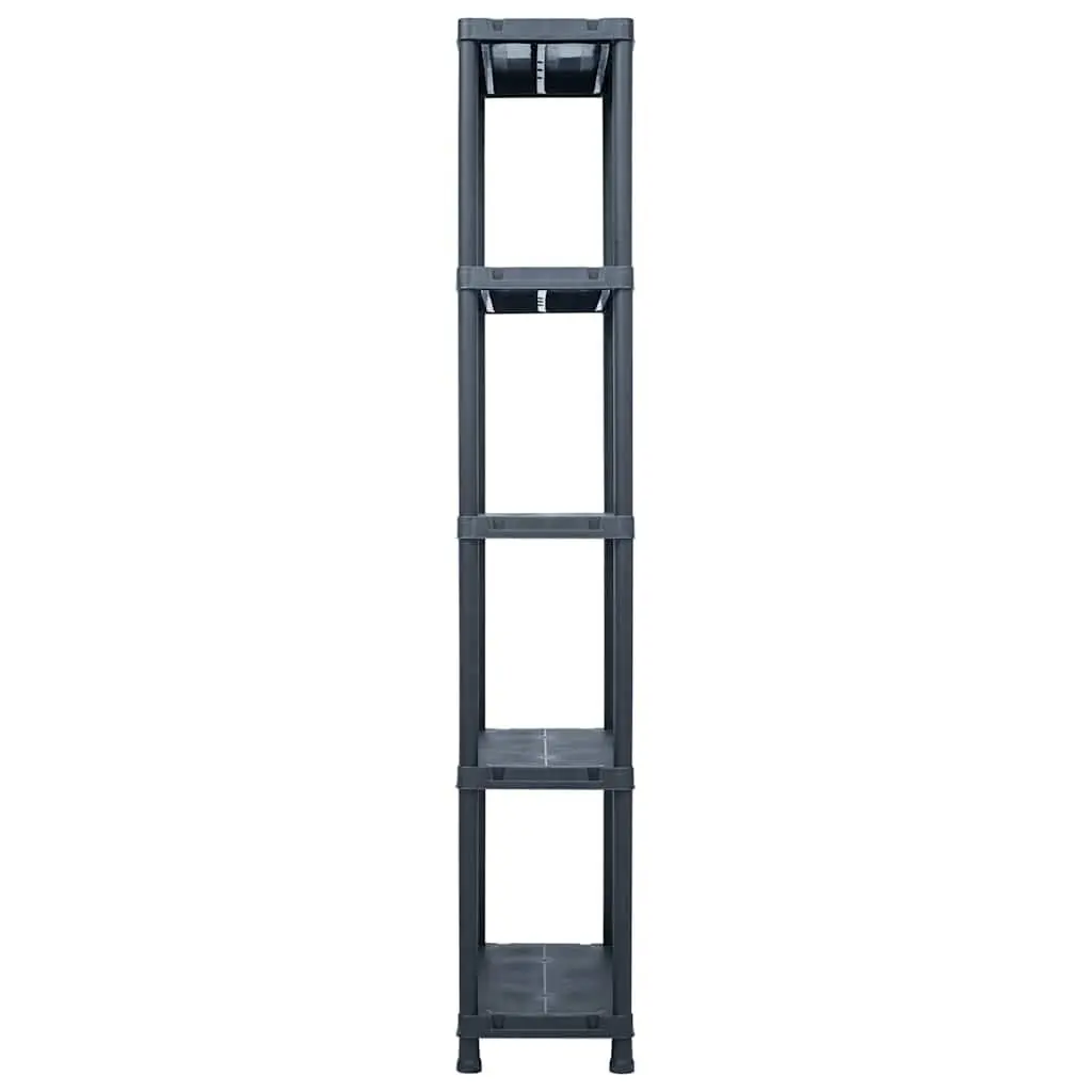 Storage Shelf Racks Black Plastic 60x30x180cm 5 Pieces Moisture Resistant Industrial