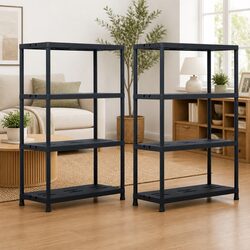 Storage Shelf Racks 2 pcs Black Industrial Shelving Unit 90x40x138 cm Heavy Duty