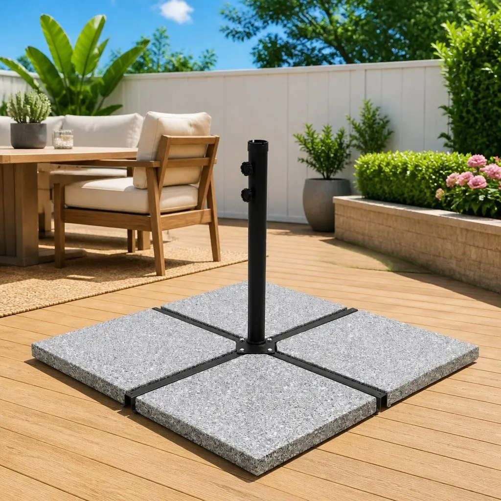 Umbrella Weight Plates Square 100kg Grey 4 Piece Outdoor Parasol Base Stabiliser