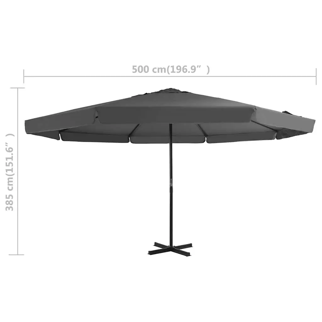 Garden Parasol Aluminium Frame UV-Resistant Cover Grey