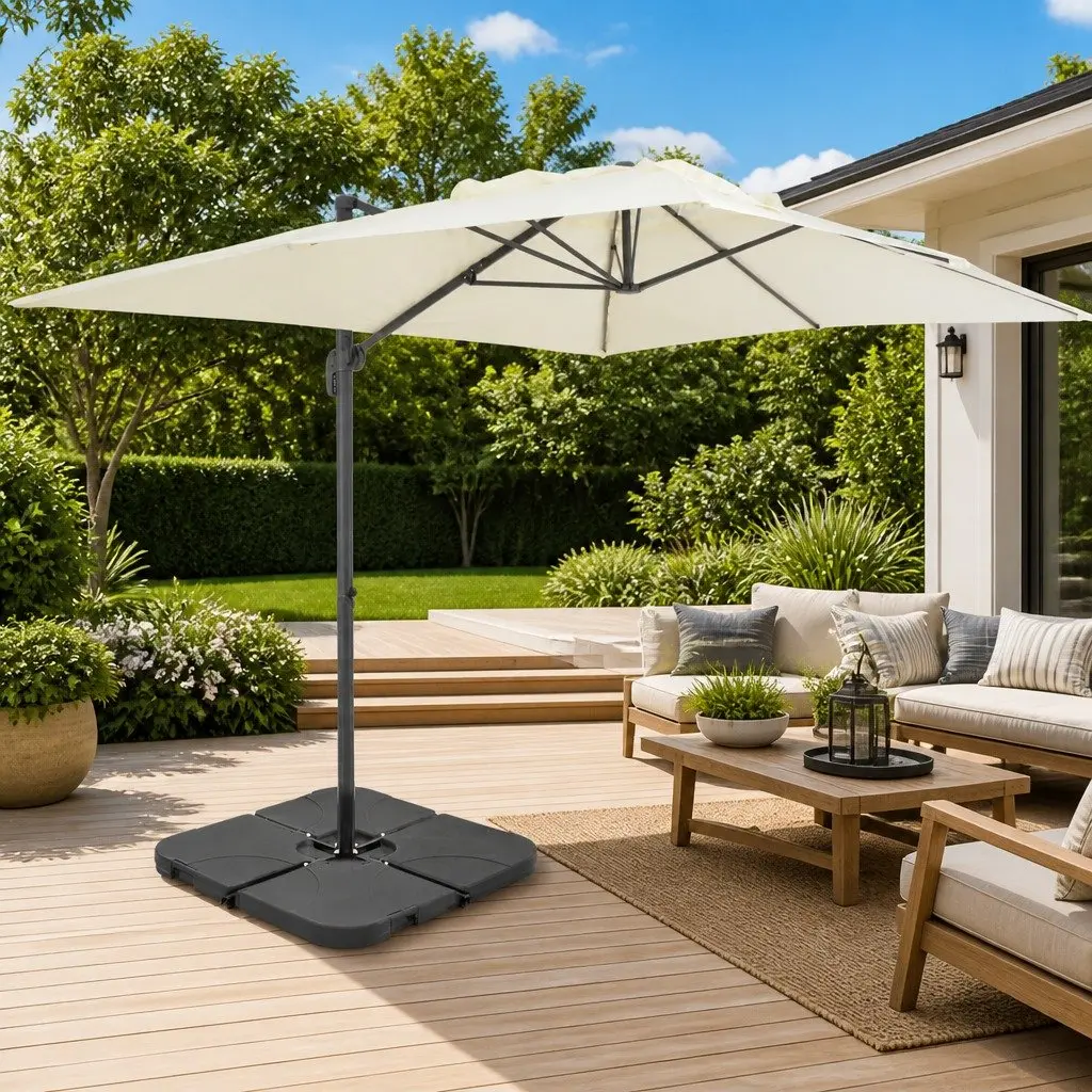 Garden Parasol Aluminium Frame UV-Resistant 360-Degree Tilt Rotate Beige