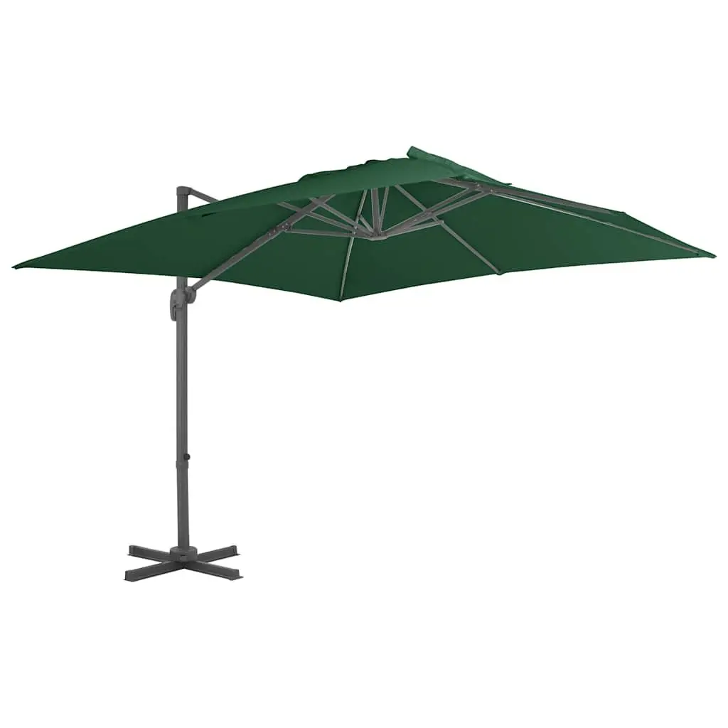 Outdoor Umbrella Aluminium Frame Green UV-Resistant Large Canopy with Portable Base and Adjustable Coverage
