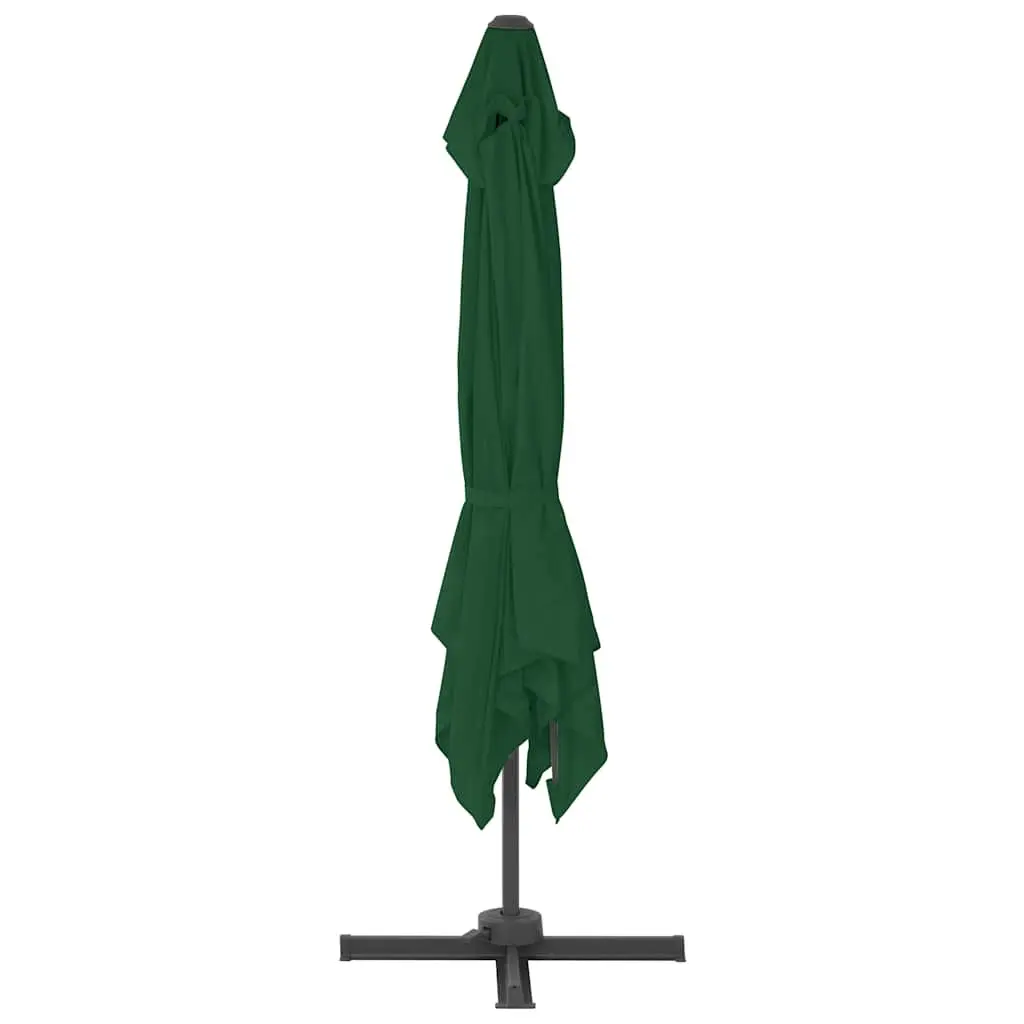 Outdoor Umbrella Aluminium Frame Green UV-Resistant Large Canopy with Portable Base and Adjustable Coverage