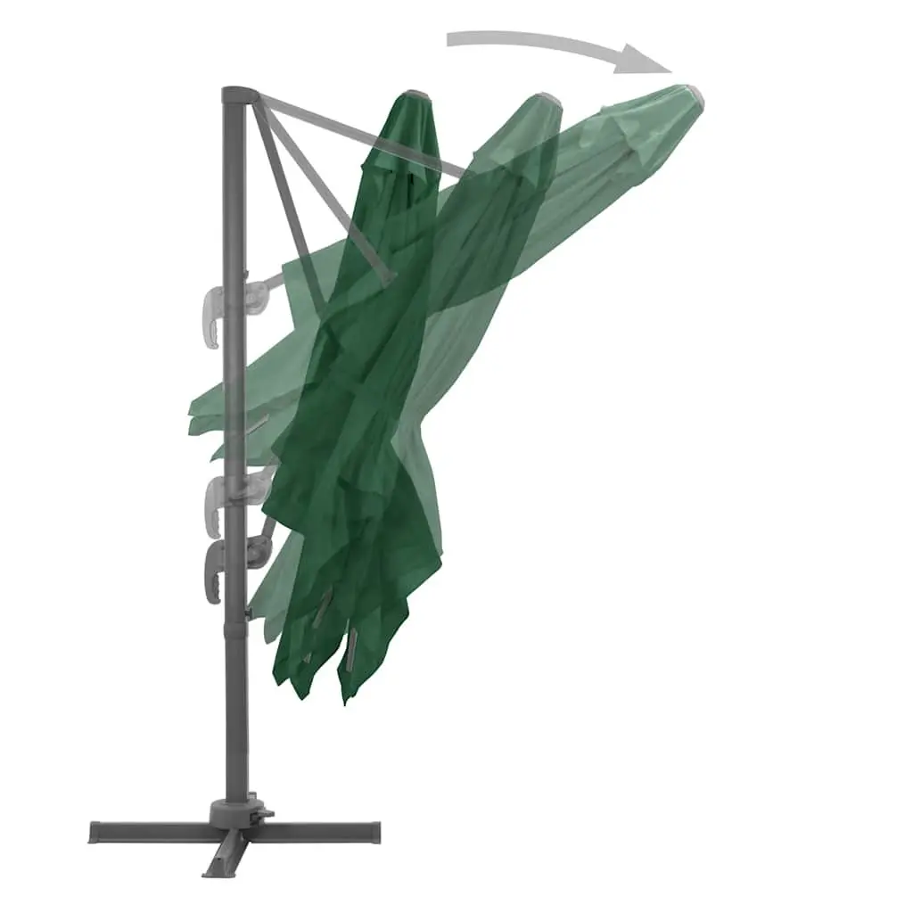 Outdoor Umbrella Aluminium Frame Green UV-Resistant Large Canopy with Portable Base and Adjustable Coverage