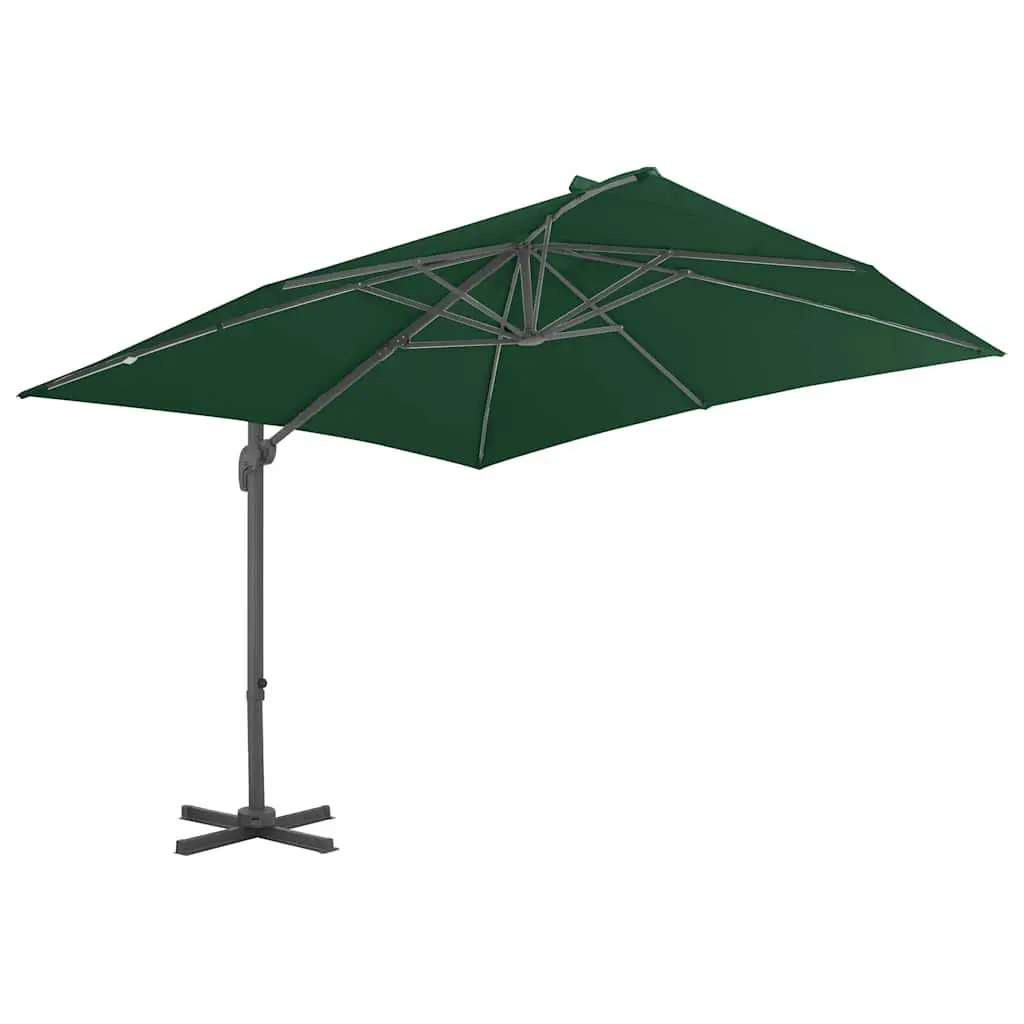 Outdoor Umbrella Aluminium Frame Green UV-Resistant Large Canopy with Portable Base and Adjustable Coverage