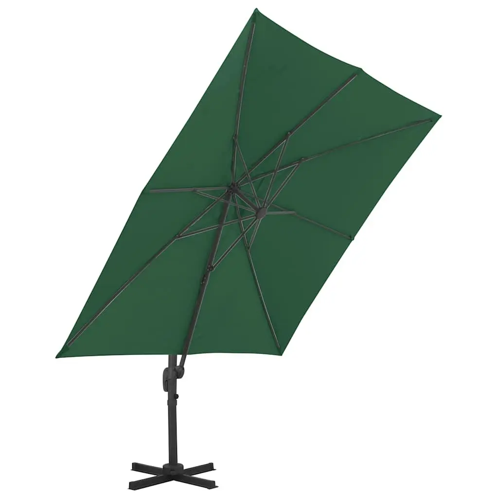 Outdoor Umbrella Aluminium Frame Green UV-Resistant Large Canopy with Portable Base and Adjustable Coverage