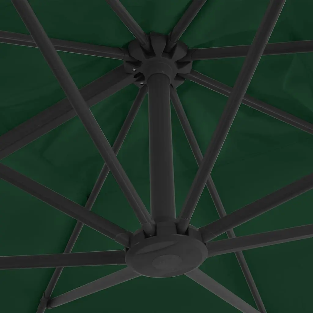 Outdoor Umbrella Aluminium Frame Green UV-Resistant Large Canopy with Portable Base and Adjustable Coverage