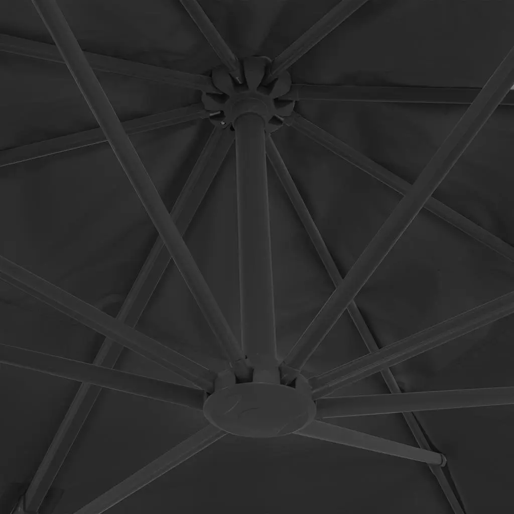 Garden Parasol Aluminium Grey UV-Resistant Outdoor Umbrella with Detachable Steel Cross Base and Portable Base System